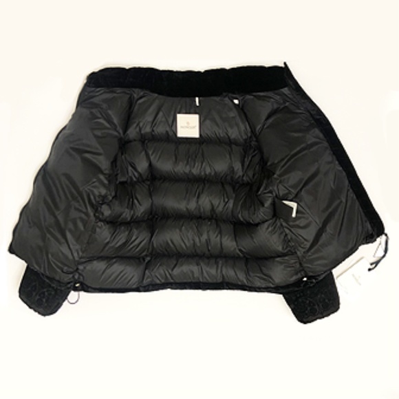Moncler Labbe Printed Velvet Puffer Coat - Picture 8 of 14